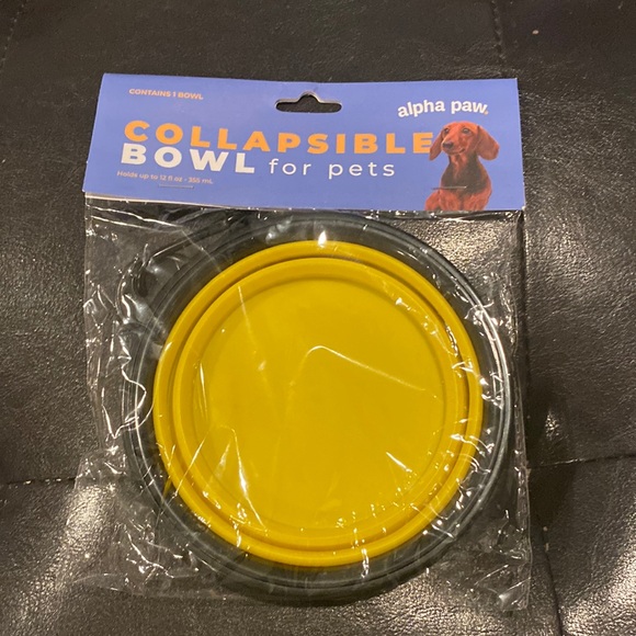 NWT Alpha Paw Yellow Collapsible Bowl For Pets 12 fl oz - Picture 1 of 6